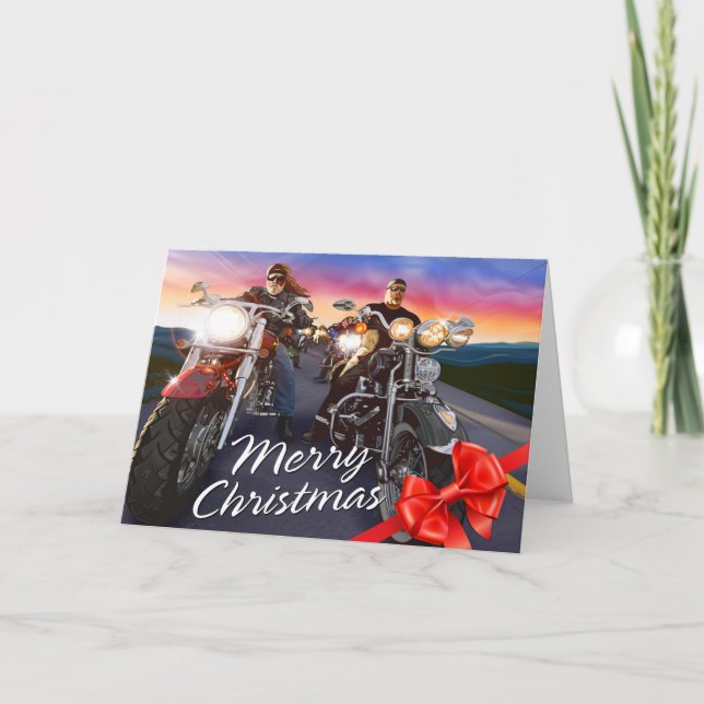 Tarjeta de opciones de merry Christmas Bikers 1 (Anverso)