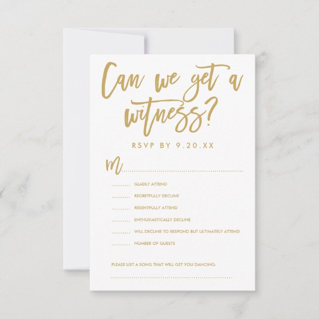 Tarjeta de opciones RSVP de boda por mano de moda (Anverso)