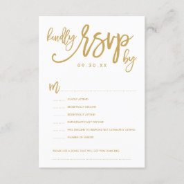 Tarjeta de opciones RSVP de boda por mano de moda