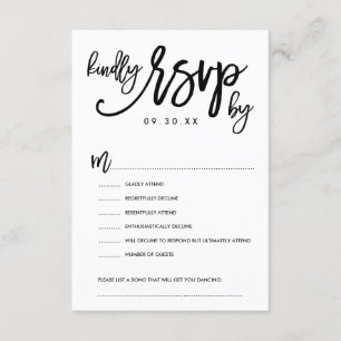 Tarjeta de opciones RSVP de boda por mano de moda