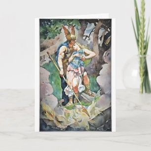 Tarjeta de ópera vikinga de acuarela por computado