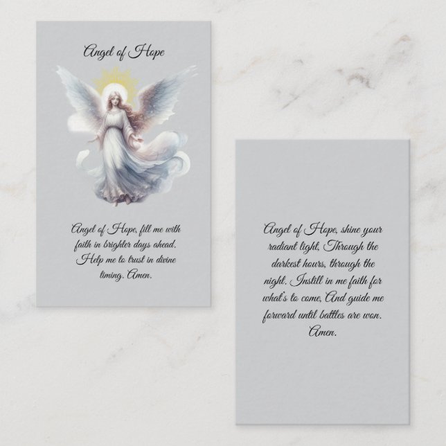 Tarjeta de oración Ángel de la Esperanza (Anverso / Reverso)