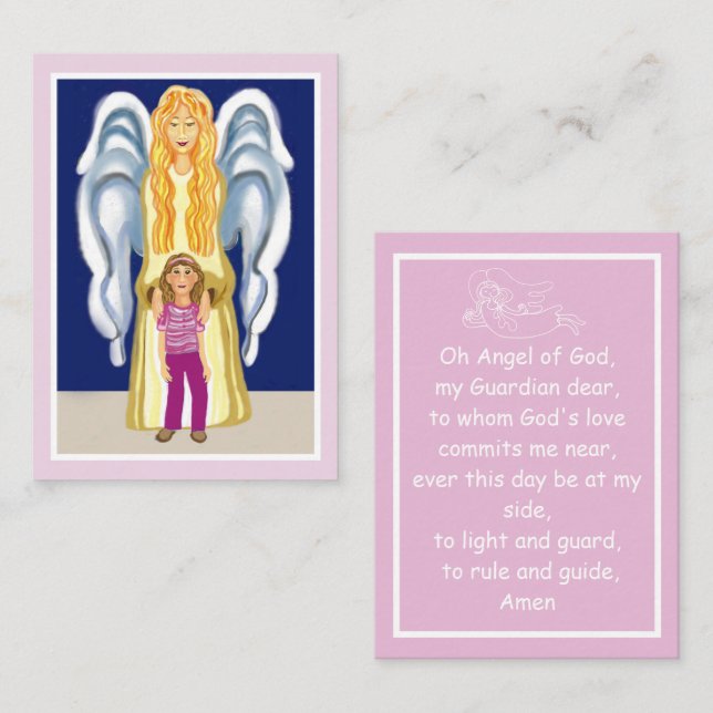 Tarjeta de oración Angel Guardian de chicas (Anverso / Reverso)