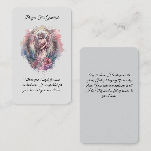 Tarjeta de oración Ángel Prayer para Gratitud (Anverso / Reverso)
