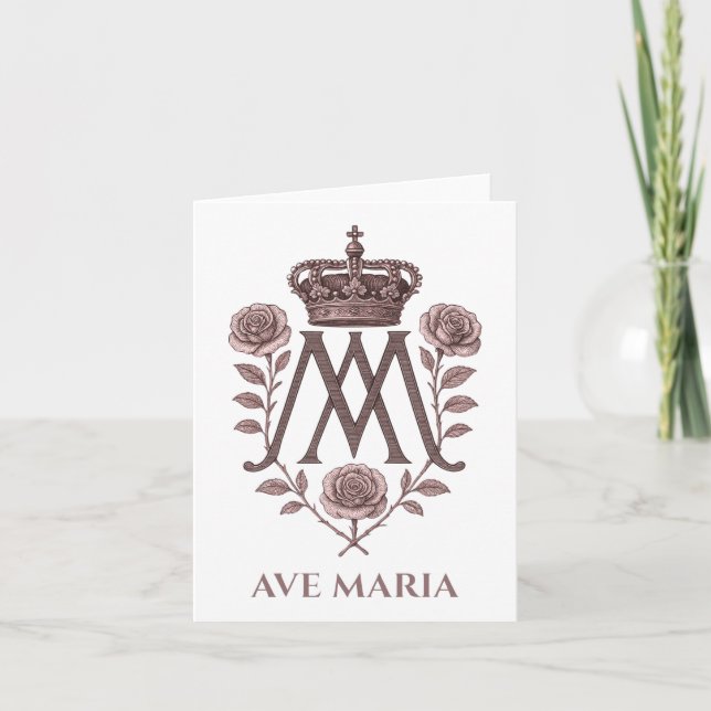 Tarjeta de oración Auspice Maria Ave María (Anverso)