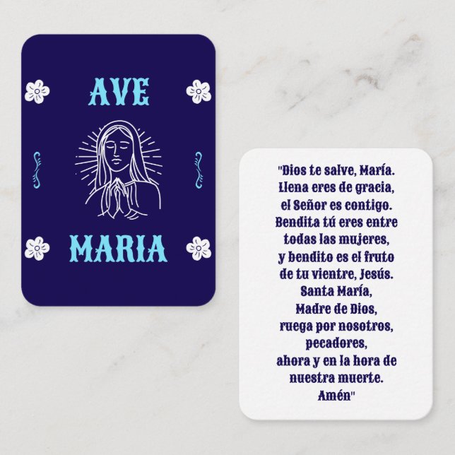 Tarjeta de oración Ave Maria - Hail Mary Española (Anverso / Reverso)