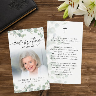 Tarjeta de oración botánica funeral que celebra la