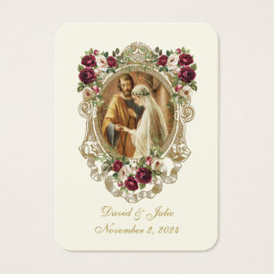 Tarjeta de oración católica de boda floral elegant