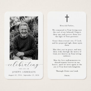 Tarjeta de oración católica de foto funeraria cele