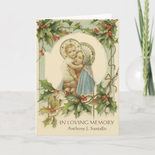 Tarjeta de oración católica de Navidad funeral sag