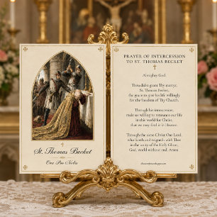 Tarjeta de oración católica de Santo Tomás Becket
