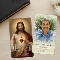 Tarjeta de oración católica española del Sagrado C
