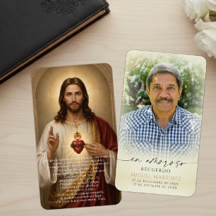 Tarjeta de oración católica española del Sagrado C