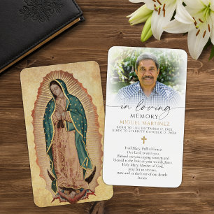 Tarjeta de oración católica fúnebre de Guadalupe c