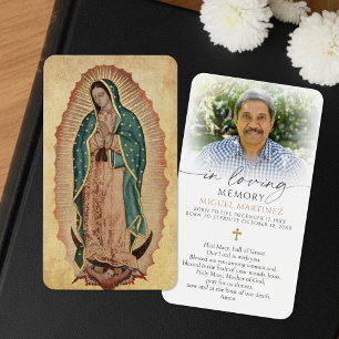 Tarjeta de oración católica fúnebre de Guadalupe c
