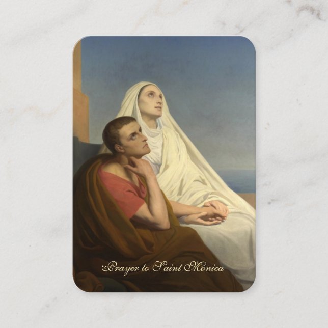 Tarjeta de oración católica St. Monica Augustine (Anverso)