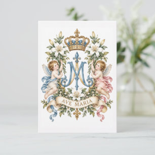 Tarjeta de oración católica vintage Ave María para