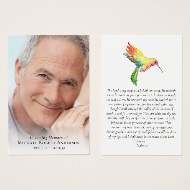 Tarjeta de oración completa de Hummingbird (Anverso y reverso)