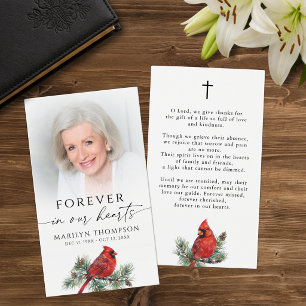 Tarjeta de oración con cruz y foto conmemorativa d