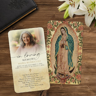 Tarjeta de oración con foto católica del funeral d