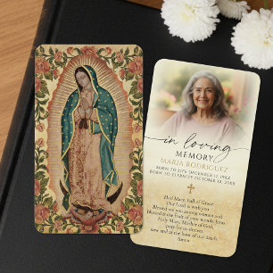 Tarjeta de oración con foto católica del funeral d