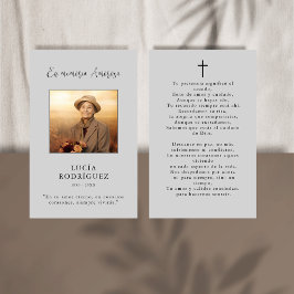 Tarjeta de oración con foto conmemorativa de funer