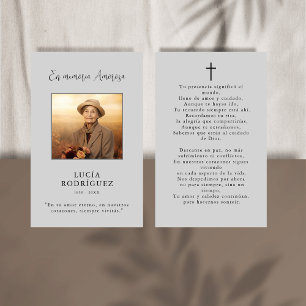 Tarjeta de oración con foto conmemorativa de funer