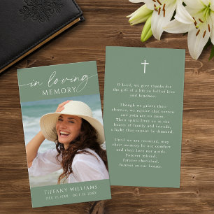 Tarjeta de oración con foto de cruz conmemorativa 