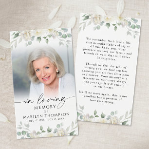 Tarjeta de oración con foto de cruz floral elegant
