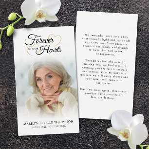 Tarjeta de oración con foto de funeral Corazones p