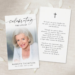 Tarjeta de oración con foto de funeral de simpatía