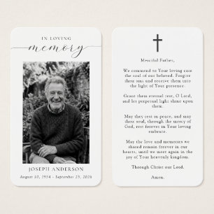 Tarjeta de oración con foto de funeral en memoria 