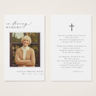 Tarjeta de oración con foto de funeral en memoria 