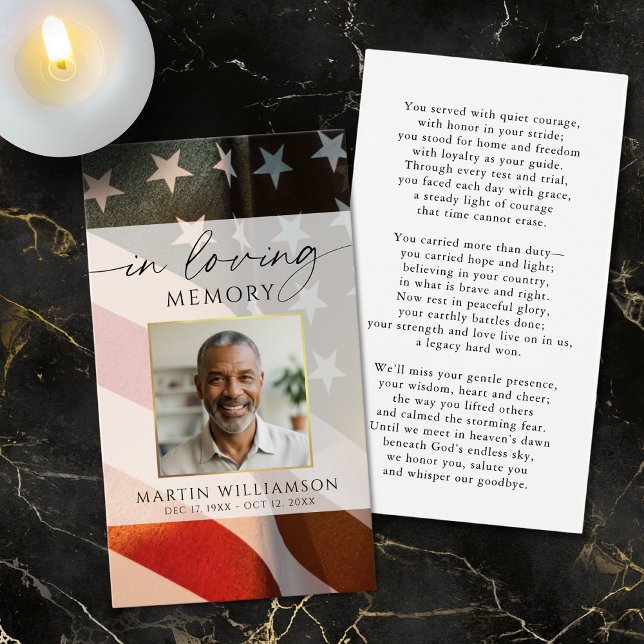 Tarjeta de oración con foto de funeral militar con (Subido por el creador)