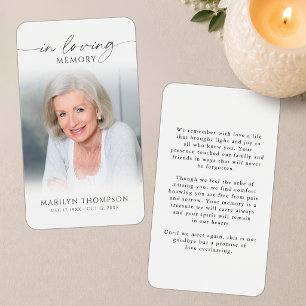Tarjeta de oración con foto de recuerdo en memoria