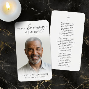 Tarjeta de oración con foto y poema de cruz en mem