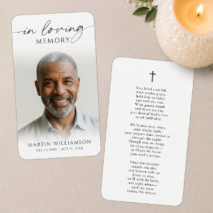 Tarjeta de oración con foto y poema de cruz en mem
