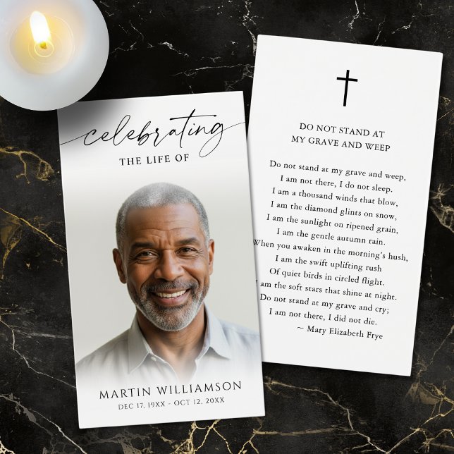 Tarjeta de oración con poema de foto de funeral (Subido por el creador)