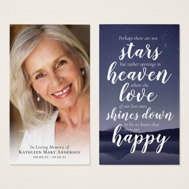 Tarjeta de oración conmemorativa (Anverso y reverso)