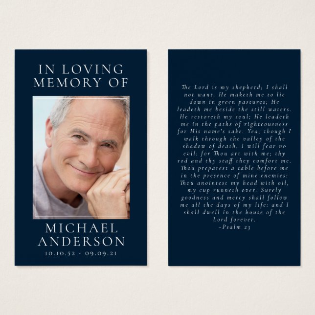 Tarjeta de oración conmemorativa azul de la Marina (Anverso y reverso)