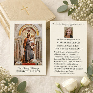 Tarjeta de oración conmemorativa católica de funer