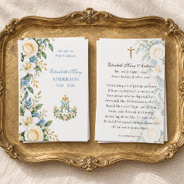 Tarjeta de oración conmemorativa católica floral a