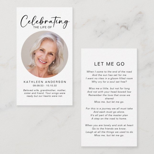 Tarjeta de oración conmemorativa | Celebración del (Anverso / Reverso)