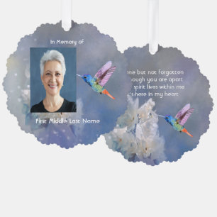 Tarjeta de oración conmemorativa Colibrí Flores Bl