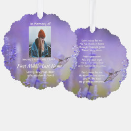 Tarjeta de oración conmemorativa Colibrí Flores de