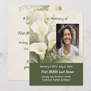 Tarjeta de oración conmemorativa con foto de White