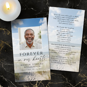Tarjeta de oración conmemorativa de corazones para