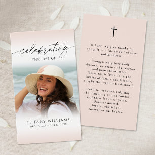 Tarjeta de oración conmemorativa de foto de celebr