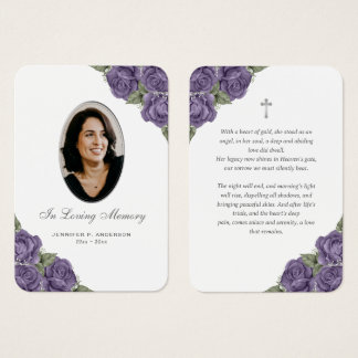 Tarjeta de oración conmemorativa de foto floral pl