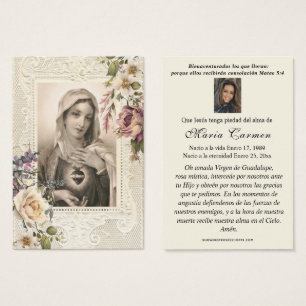 Tarjeta de oración conmemorativa de la Virgen Marí